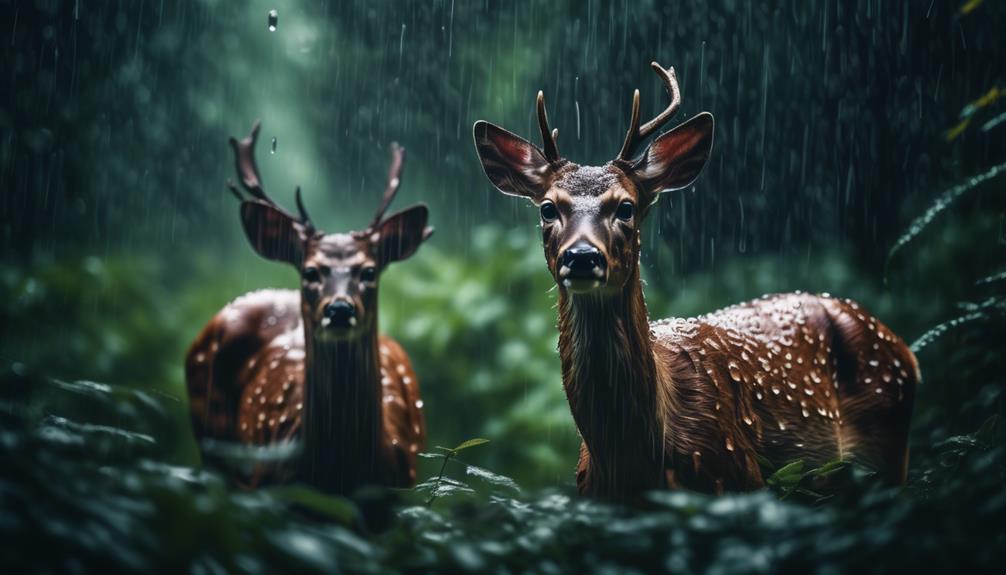 deer behavior in rain