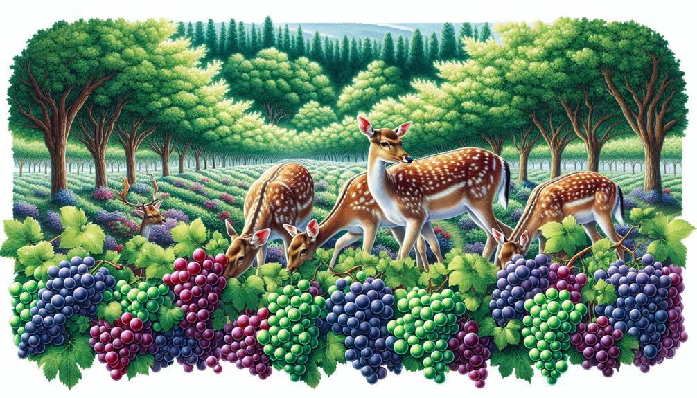 hungry deer eating grapes